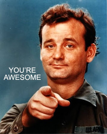 Meme of Bill Murray pointing directly at the camera, with the caption, "You're Awesome"